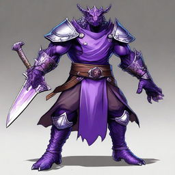 A Dungeons & Dragons style character: an amethyst dragonborn fighter with the bodily appearance of Kiryu Kazuma
