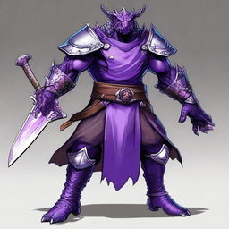 A Dungeons & Dragons style character: an amethyst dragonborn fighter with the bodily appearance of Kiryu Kazuma