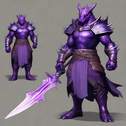 A Dungeons & Dragons style character: an amethyst dragonborn fighter with the bodily appearance of Kiryu Kazuma