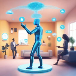 A vibrant and dynamic image showcasing the transformative power of AI in everyday life