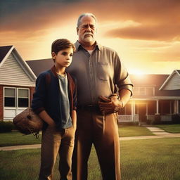 A captivating movie poster featuring a father and son