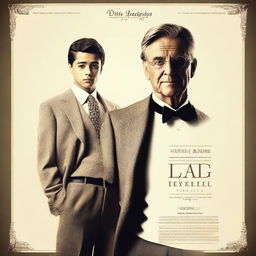 Create a classy movie poster featuring a father and his 18-year-old son