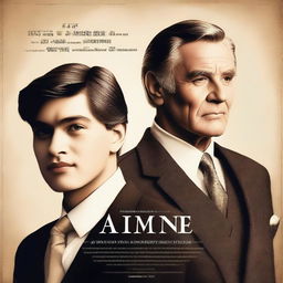 Create a classy movie poster featuring a father and his 18-year-old son