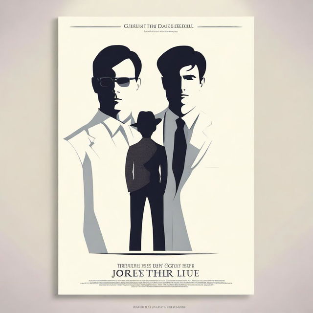 Create a modern, classy movie poster featuring a father and his 18-year-old son