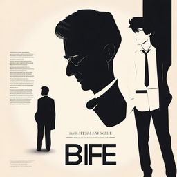 Create a modern, classy movie poster featuring a father and his 18-year-old son