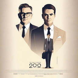 Create a 2023 modern, classy movie poster featuring a father and his 18-year-old son