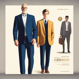 Create a 2023 modern, classy movie poster featuring a father and his 18-year-old son