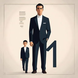 Create a 2023 modern, classy movie poster featuring a father and his 18-year-old son