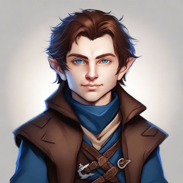 A male halfling rogue warlock with multiple personalities