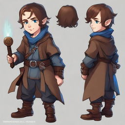 A male halfling rogue warlock with multiple personalities