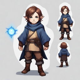 A male halfling rogue warlock with multiple personalities