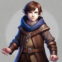 A male halfling rogue warlock with multiple personalities