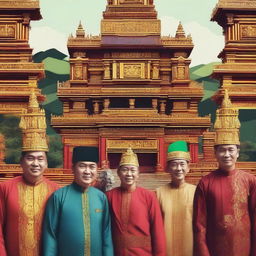 Create an image that captures the essence of 'Kearifan Lokal Minang' or local wisdom of the Minangkabau people