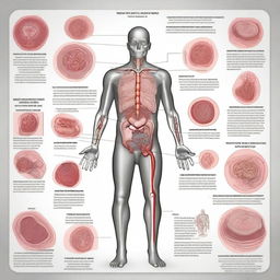 An educational illustration showing the impacts of heavy metal poisoning on human health and potential solutions