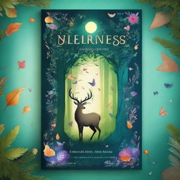 Create a captivating book cover featuring an enchanted forest with mystical creatures