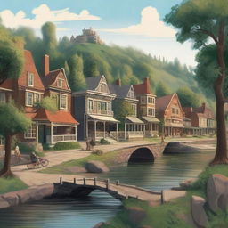 A detailed illustration of the small town of Ravenswood