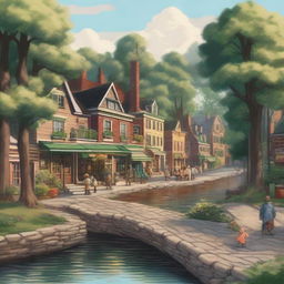 A detailed illustration of the small town of Ravenswood