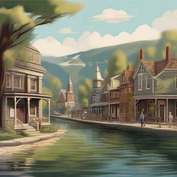 A detailed illustration of the small town of Ravenswood