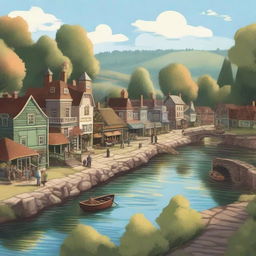 A detailed illustration of the small town of Ravenswood