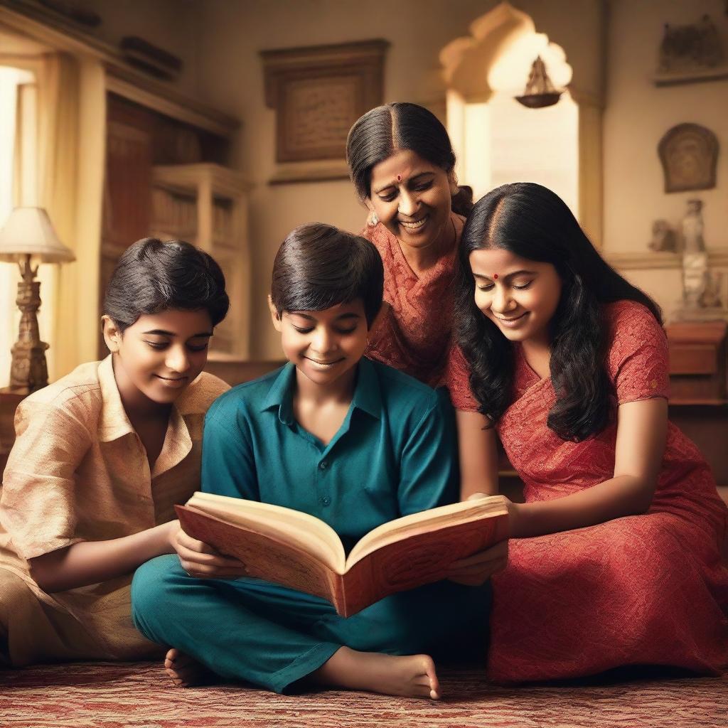 Three friends discovering a mysterious book in their house, which reveals secrets about Indian history