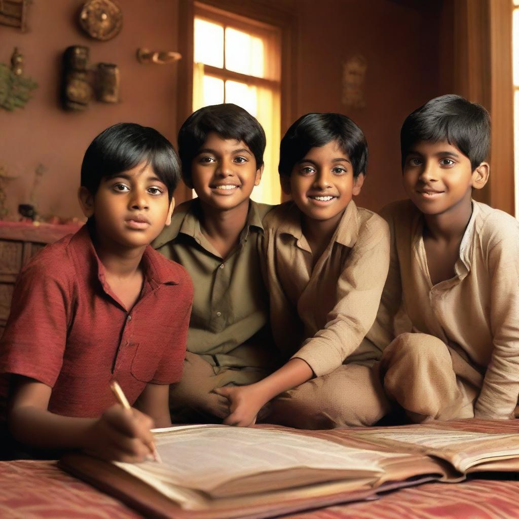 Three boys find a mysterious book in their house that reveals secrets about Indian history