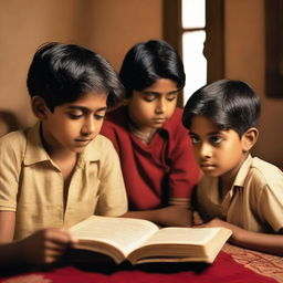 Three boys find a mysterious book in their house that reveals secrets about Indian history