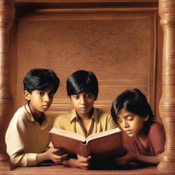 Three boys find a mysterious book in their house that reveals secrets about Indian history