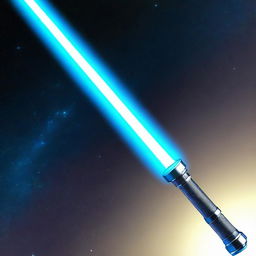 A futuristic and sleek lightsaber glowing with a bright blue light