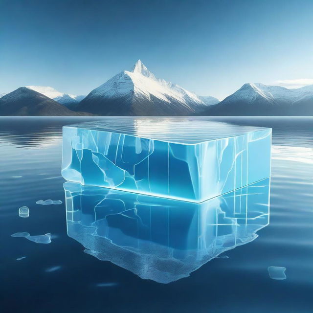 An iceberg floating in the ocean with electronic circuits embedded in the ice