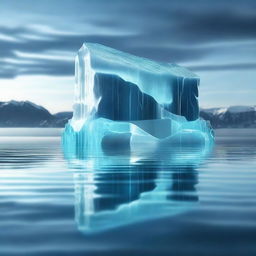 An iceberg floating in the ocean with electronic circuits embedded in the ice