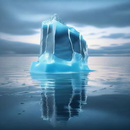 An iceberg floating in the ocean with electronic circuits embedded in the ice