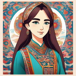 An anime-style illustration of an Azerbaijani girl