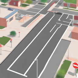 A detailed street scene complete with various traffic signs