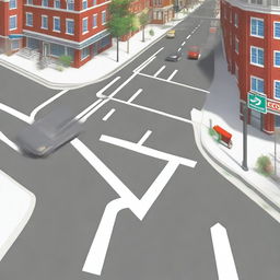 A detailed street scene complete with various traffic signs