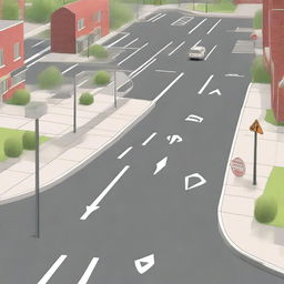 A detailed street scene complete with various traffic signs