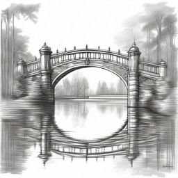 A detailed sketch of a bridge spanning across a body of water