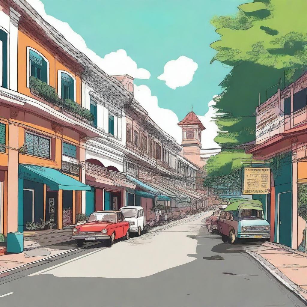 A detailed and vibrant illustration of Jalan Braga in Kota Bandung