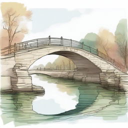 A colored sketch of a bridge showing its road