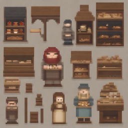 Create a pixel art character of a trader in a medieval style