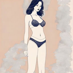 A detailed illustration of a person wearing hijan lingerie with socks