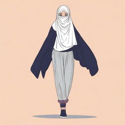 An artistic illustration of a person wearing hijab panties with socks