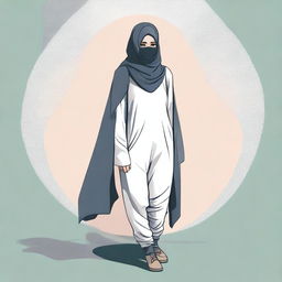 An artistic illustration of a person wearing hijab panties with socks