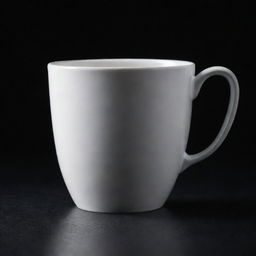 A pristine white cup, immaculate in detail, placed on a contrasting dark background.