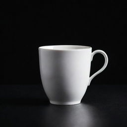 A pristine white cup, immaculate in detail, placed on a contrasting dark background.