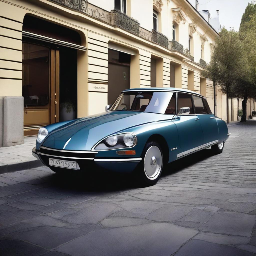 A modern restyling of the classic Citroën DS, featuring sleek lines and a futuristic design