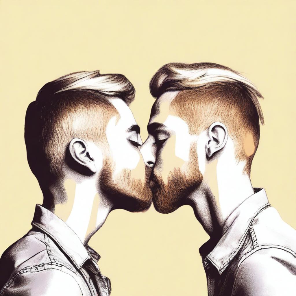 Create an image of a gay couple kissing