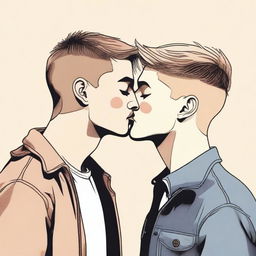 Create an image of a gay couple kissing