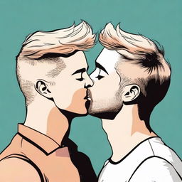 Create an image of a gay couple kissing