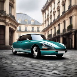 Create an image of a modernized Citroen DS for the year 2020