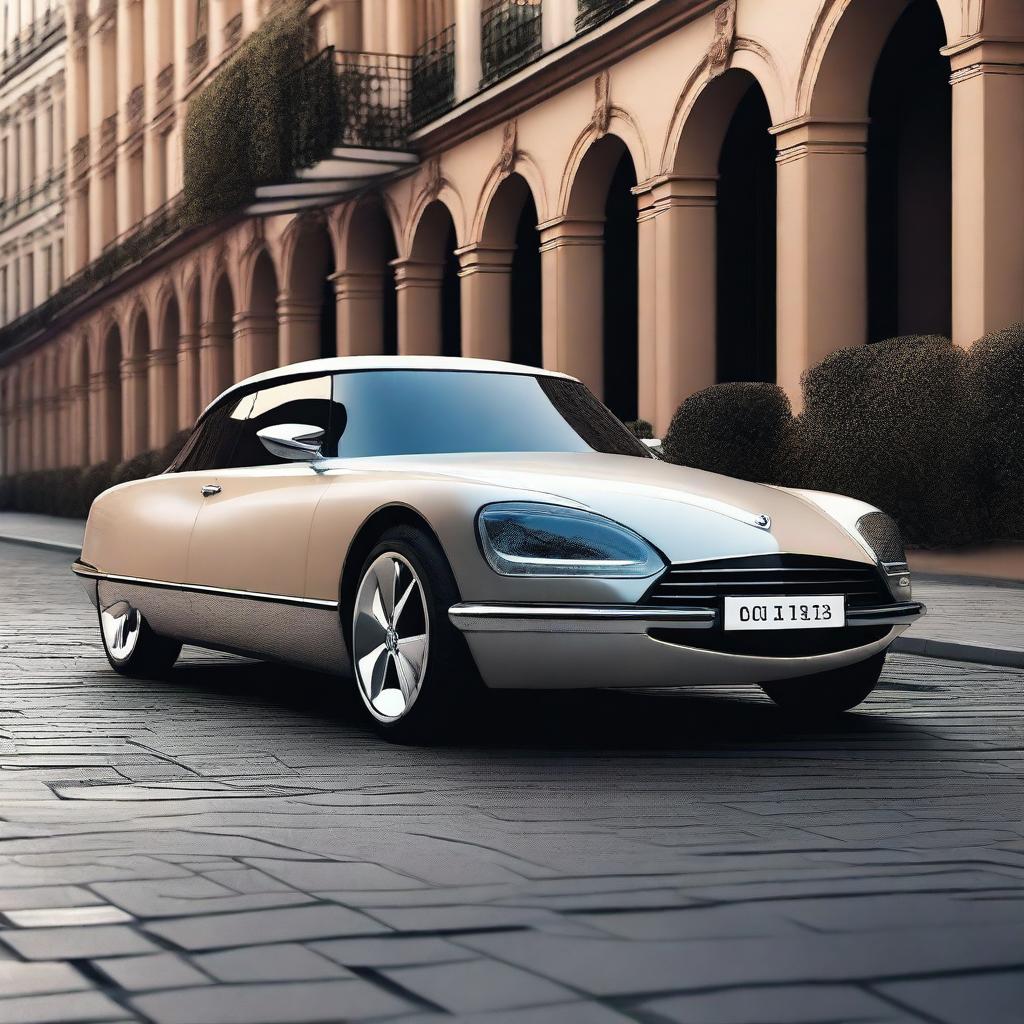 Create an image of a modernized Citroen DS for the year 2020